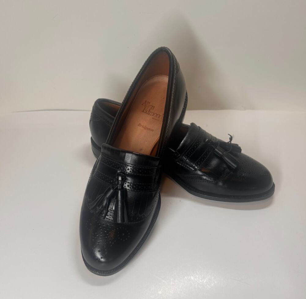 Allen Edmonds W/Box Arlington Black Leather Wingtip Kiltie Tassel Loafers Size8D
